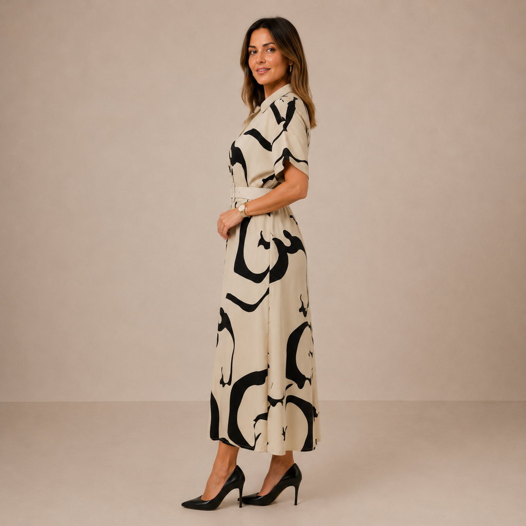 Aurélie Midi Dress | Women's Elegant Shirt Dress