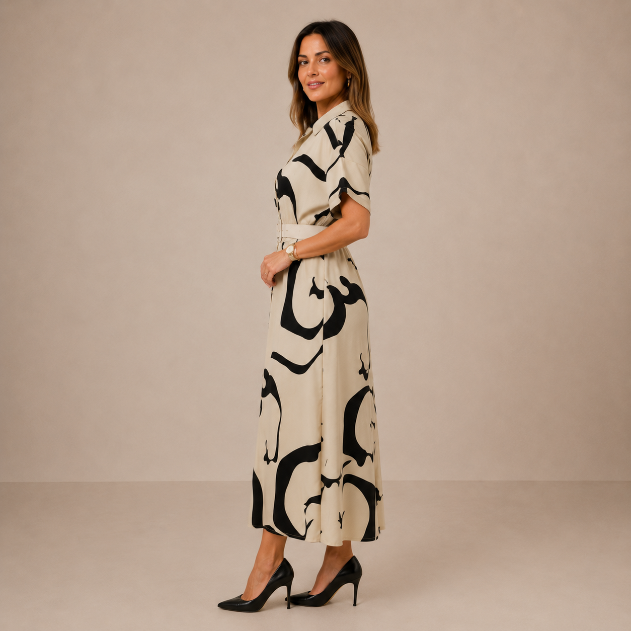 Aurélie Midi Dress | Women's Elegant Shirt Dress