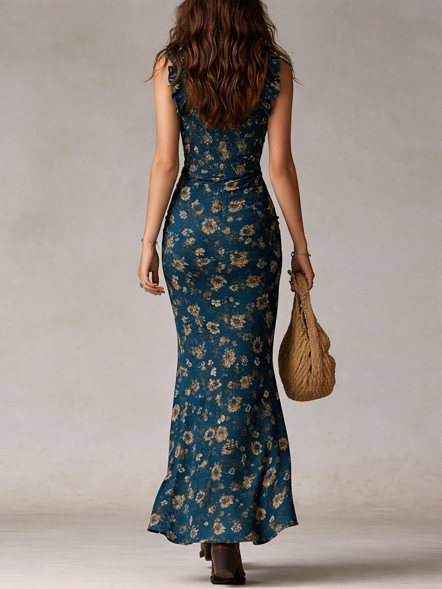 Bohemian Maxi Dress | Women's Summer Dress with Ruffled Sleeves