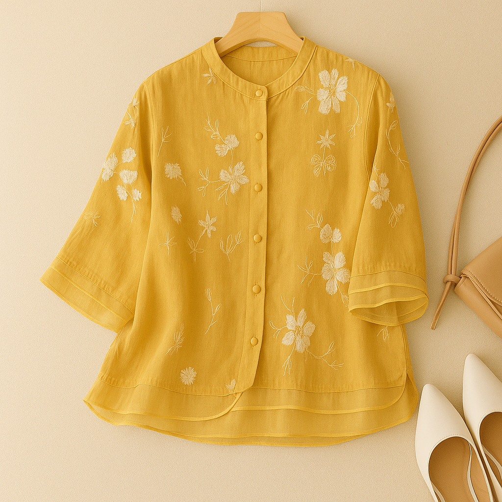 Hayley Chic Embroidered Blouse | Women's Summer Long Sleeve Top