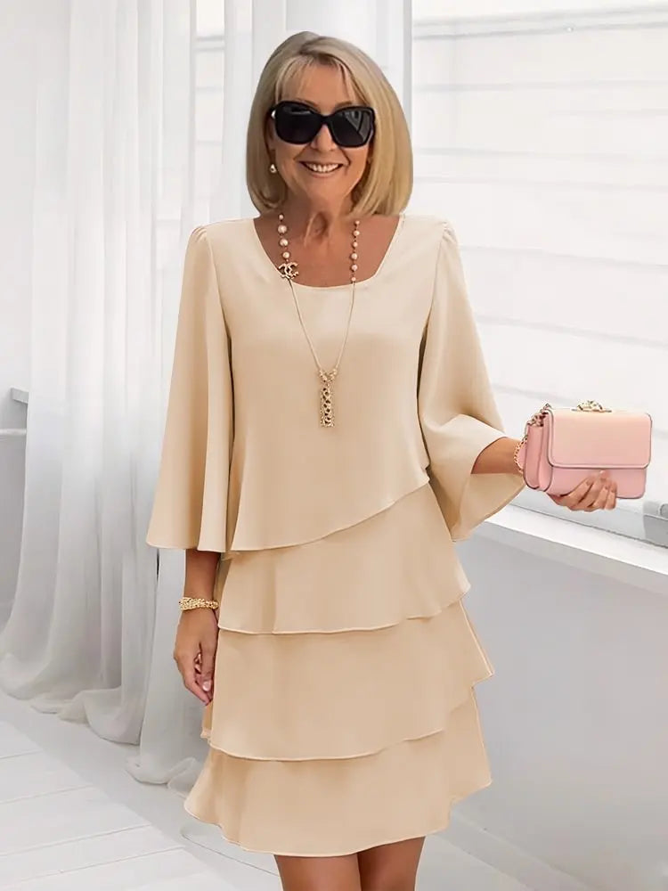 Elegant Comfort Ruffle Dress | Women's A-Line Dress
