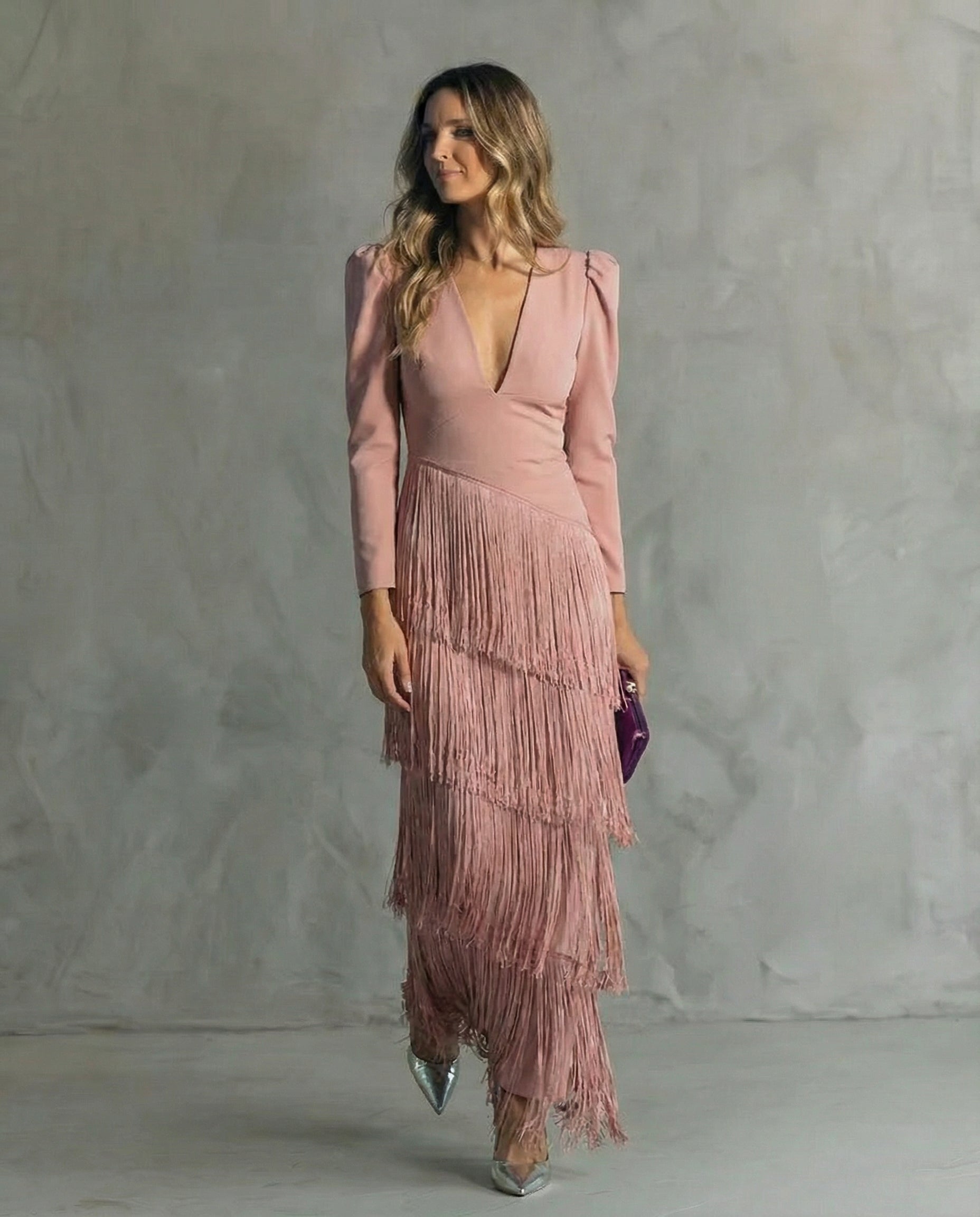 Elegant Fringe Sleeve Midi Dress | Women's Cocktail Dresses