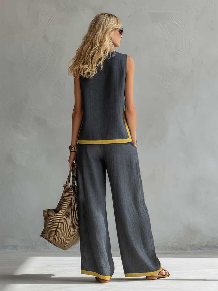 Elegant Women's Loungewear Two Piece Set | Casual Vest and Pant