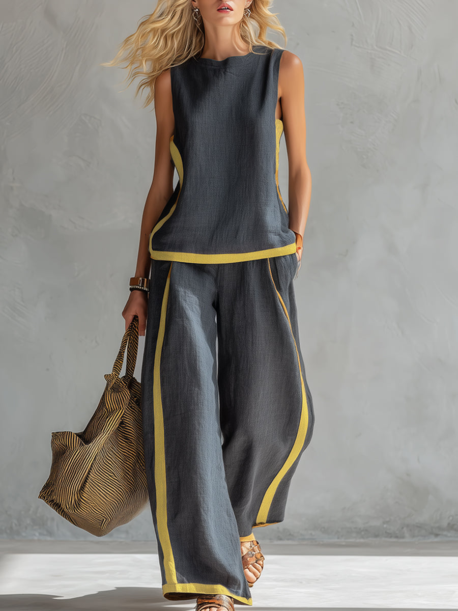 Elegant Women's Loungewear Two Piece Set | Casual Vest and Pant