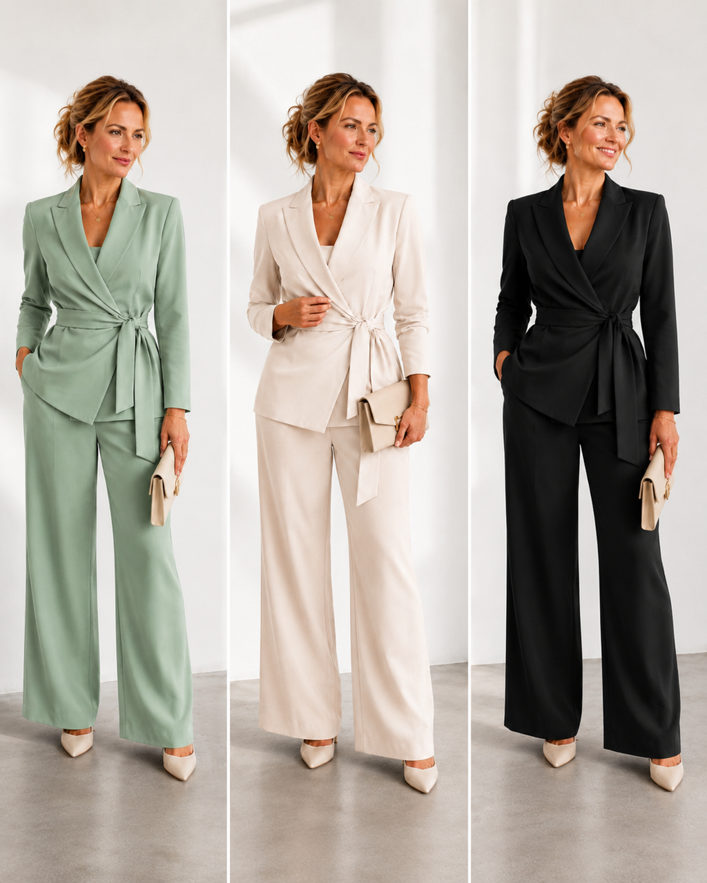 Elegant Women's Set | Two Piece Jacket and Wide Trousers