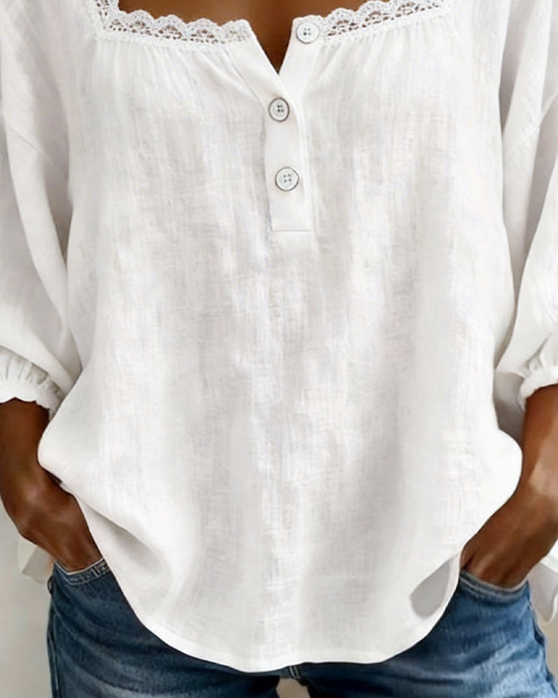 Lace Blouse with Puff Sleeves | Women's Going Out Top