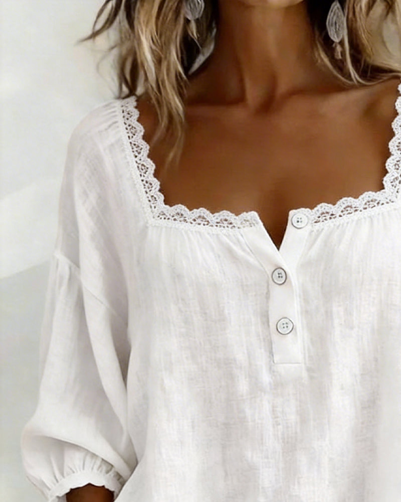 Lace Blouse with Puff Sleeves | Women's Going Out Top