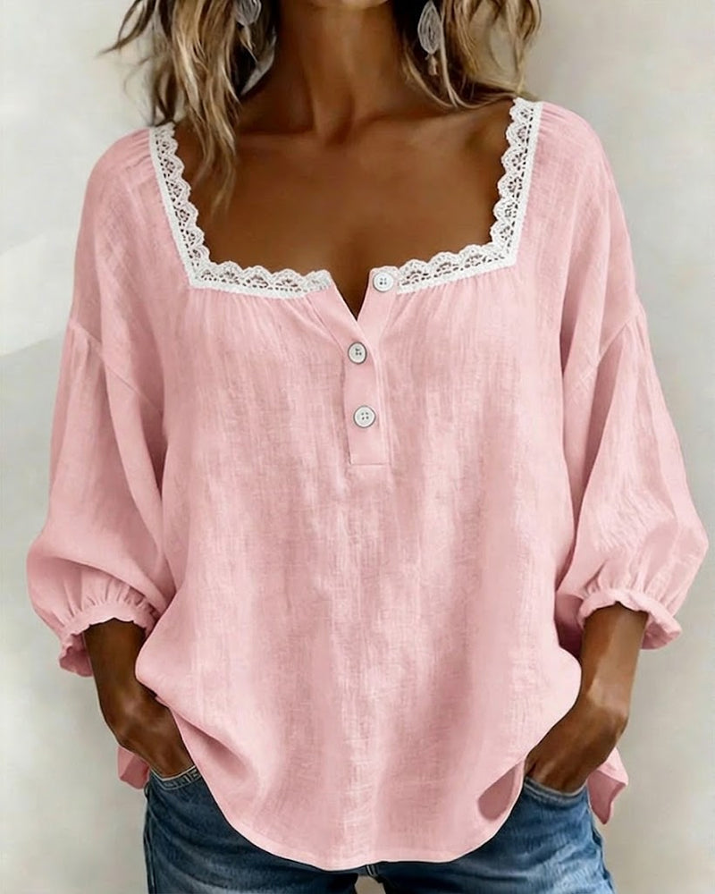 Lace Blouse with Puff Sleeves | Women's Going Out Top