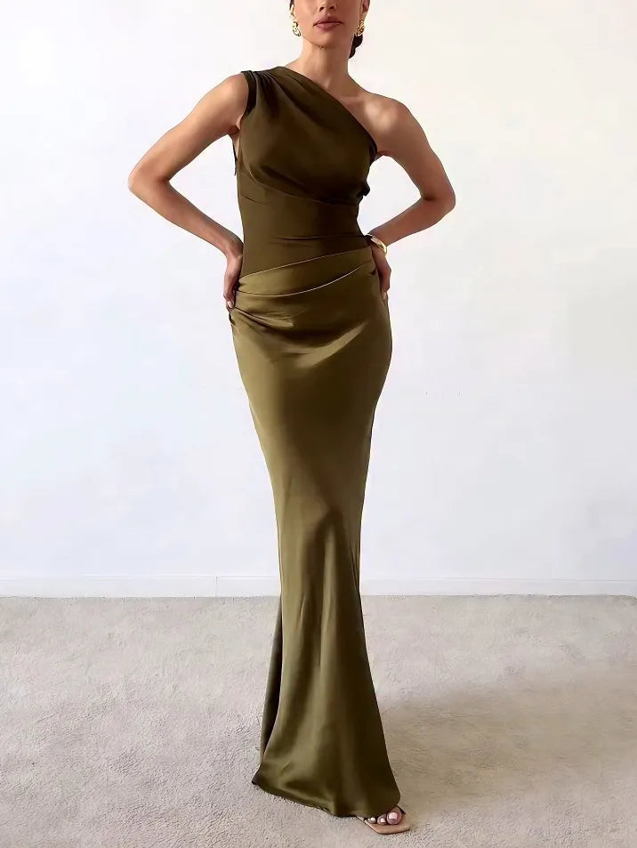 Anita One Shoulder Pleated Maxi Dress | Women's Dress