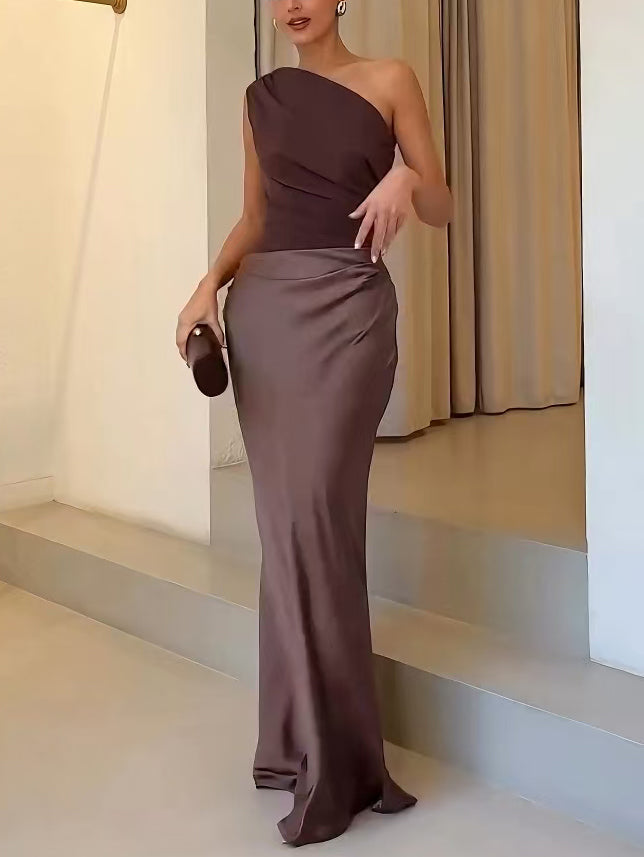 Anita One Shoulder Pleated Maxi Dress | Women's Dress