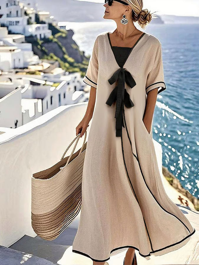 Victoria Contrast Bow Maxi Dress | Women's Maxi Dress
