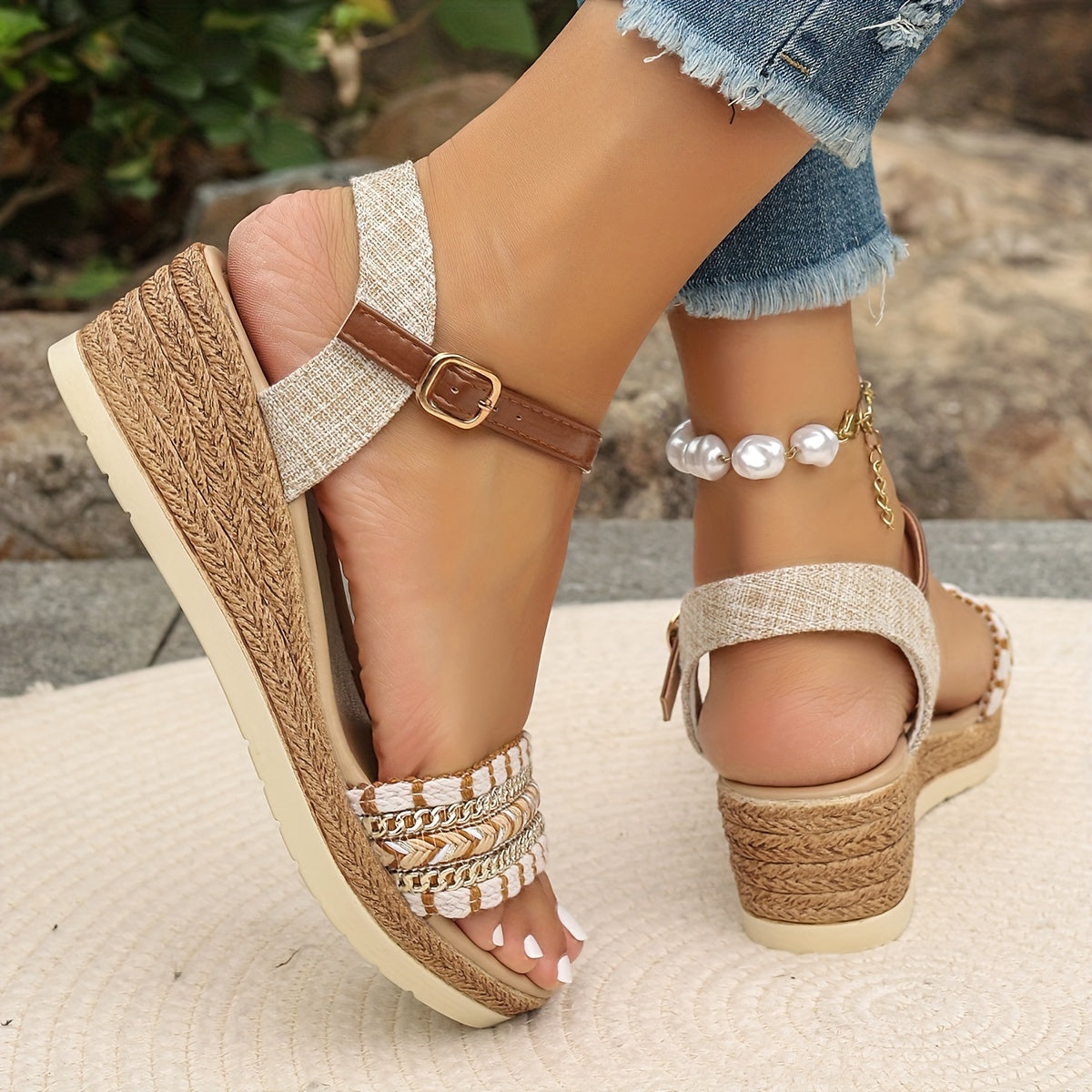 Ysella Woven Wedge Sandal | Women's Bohemian Style Footwear