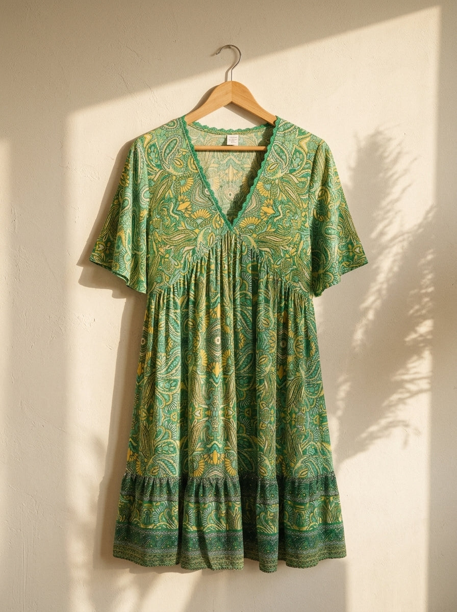 Mini Dress — Boho Lifestyle Hanger Shot | Generated by Modelize