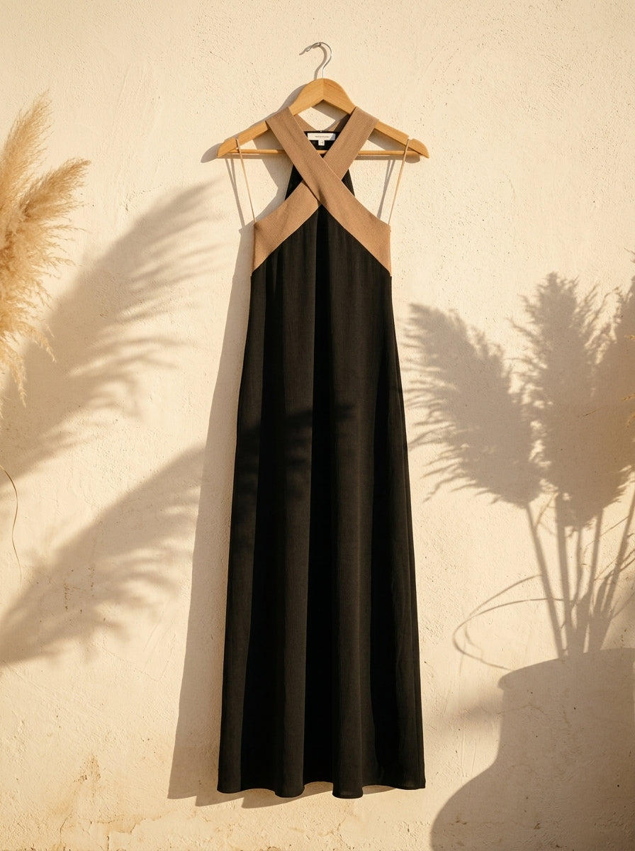 Maxi Dress — Boho Lifestyle Hanger Shot | Generated by Modelize