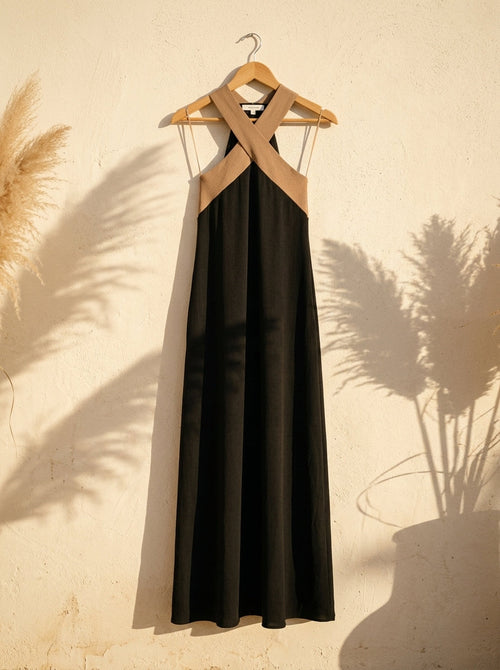 Maxi Dress — Boho Lifestyle Hanger Shot | Generated by Modelize